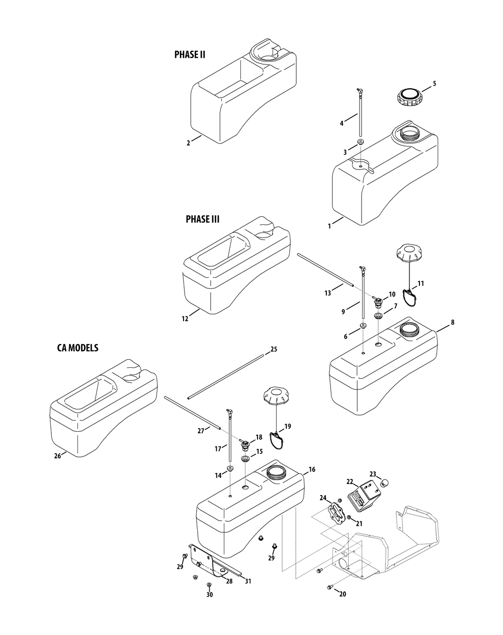 Fuel Tanks Diagram and Parts List for Z-FORCES46 (17AF5BHH-17AF5BHH010)(2011) Cub Cadet Lawn Tractor